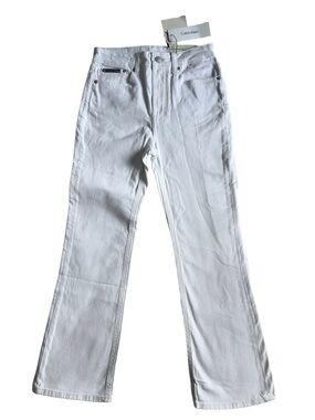 Calvin Klein White Denim Jeans High Rise Flare Crop Optic White W25 Close Fit